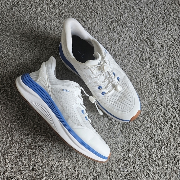 KIZIK Mens London White Knit  Athletic/Athleisure Sneakers Blue‎ Trim Size 11 main image 6